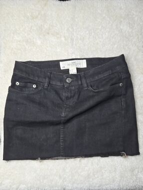 H&M Black Denim Mini Skirt with Front Button